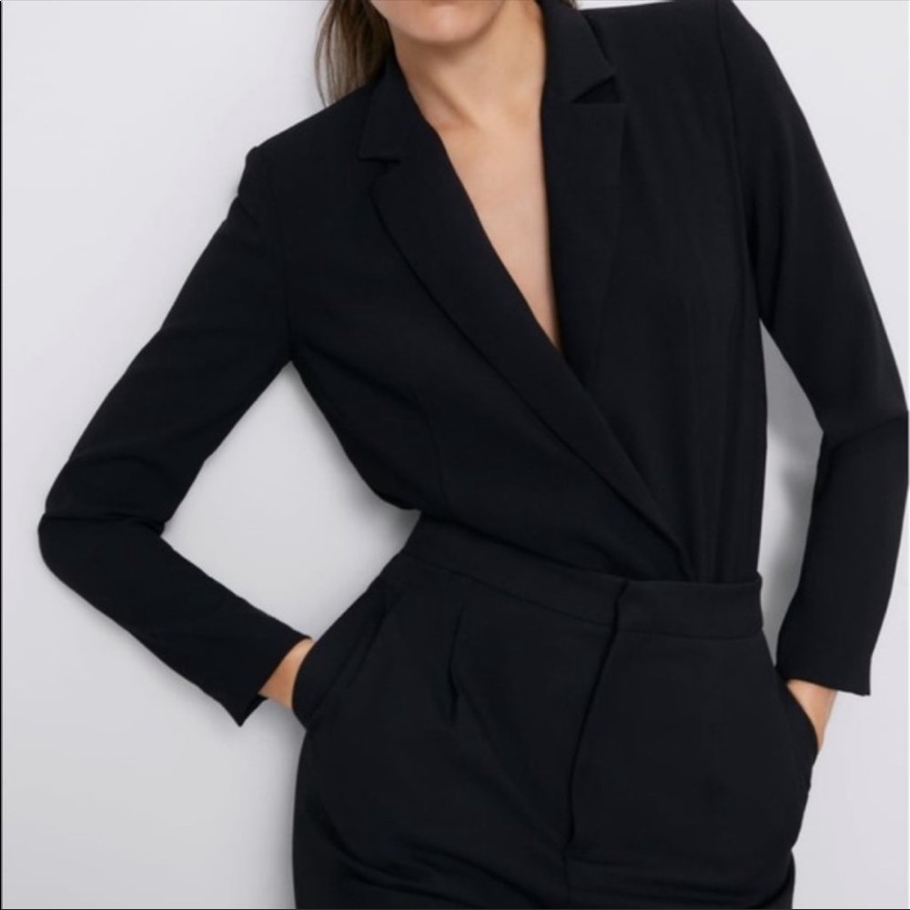 Zara Black Tuxedo Bodysuit, never worn, size M